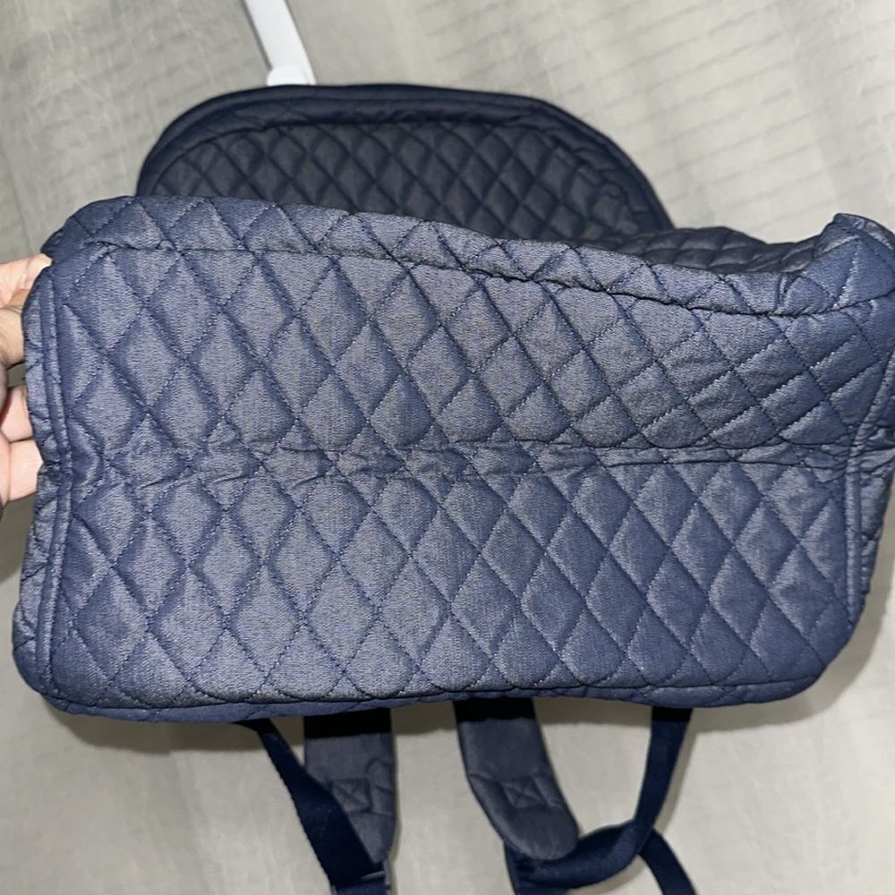 Vera Bradley Denim Moonlight Navy Large Laptop Essential Quilted Backpack 31L - Picture 12 of 15